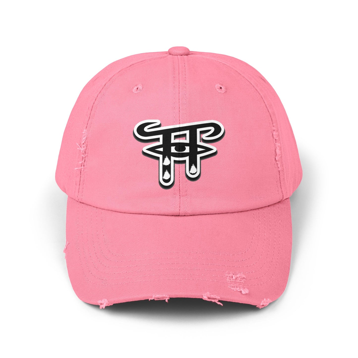 Unisex Distressed Cap with Trendy Logo, Perfect for Casual Outfits, Gifts for Friends, Summer Festivals, Biking, Beach Days