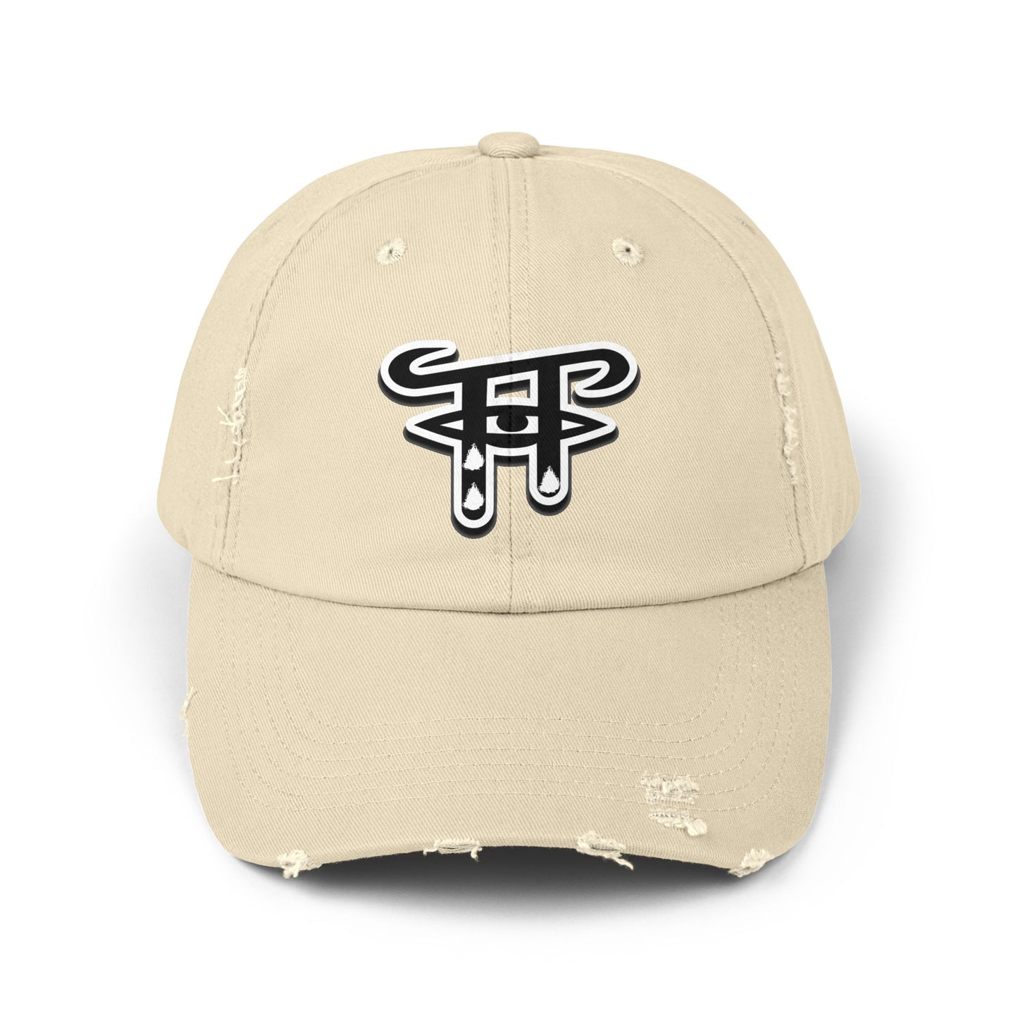 Unisex Distressed Cap with Trendy Logo, Perfect for Casual Outfits, Gifts for Friends, Summer Festivals, Biking, Beach Days