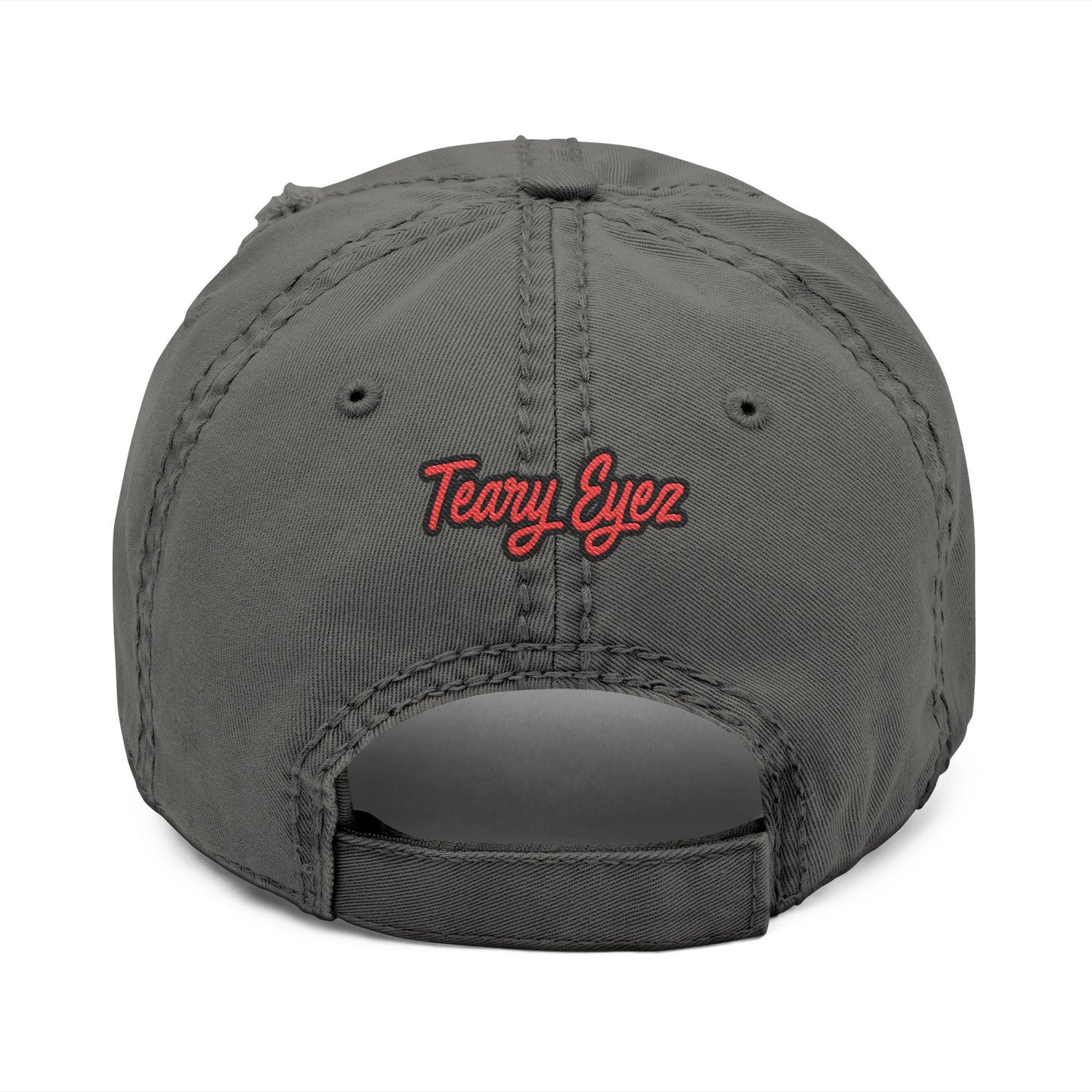 Distressed Dad Hat with Teary Eyes Embroidery, Casual Baseball Cap for Dads, Gift for Father's Day, Summer Accessory, Trendy Headwear