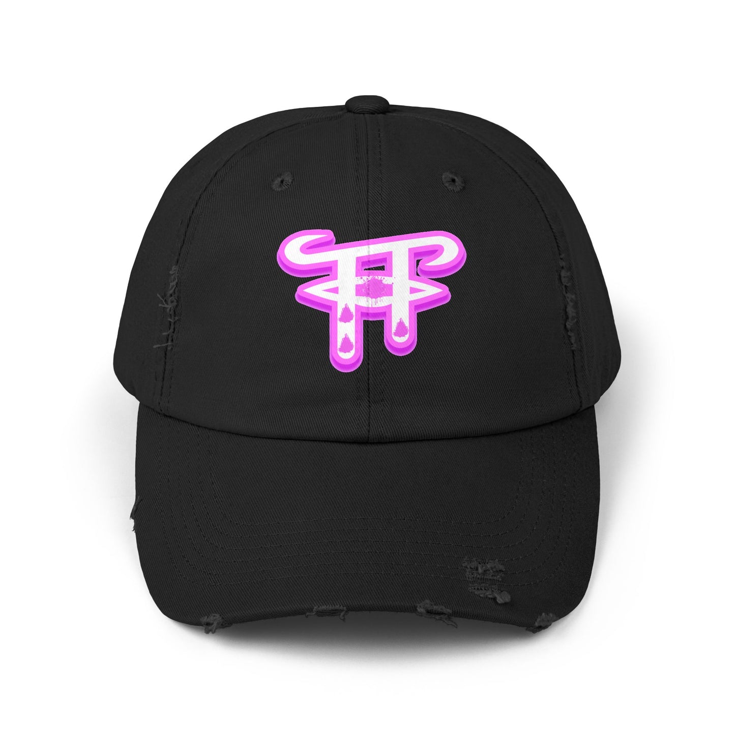 Trendy Distressed Cap with Neon Pink Design, Streetwear Hat for Casual Outings, Gift for Fashion Lovers, Summer Accessory, Unisex Cap