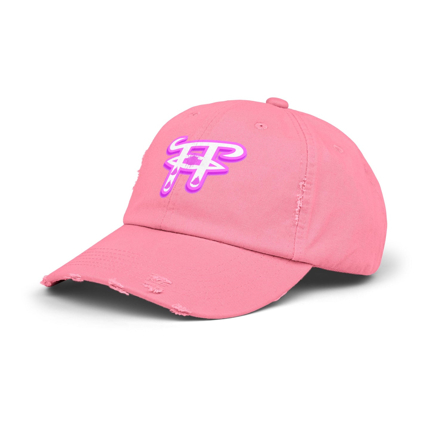 Trendy Distressed Cap with Neon Pink Design, Streetwear Hat for Casual Outings, Gift for Fashion Lovers, Summer Accessory, Unisex Cap