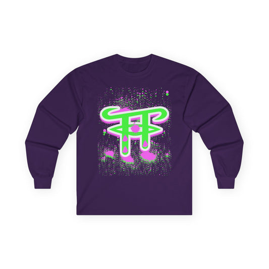 Artistic Long Sleeve Tee with Trendy Design, Unisex Cotton Tee, Graphic Tee, Cool Casual Wear, Perfect for Gifting