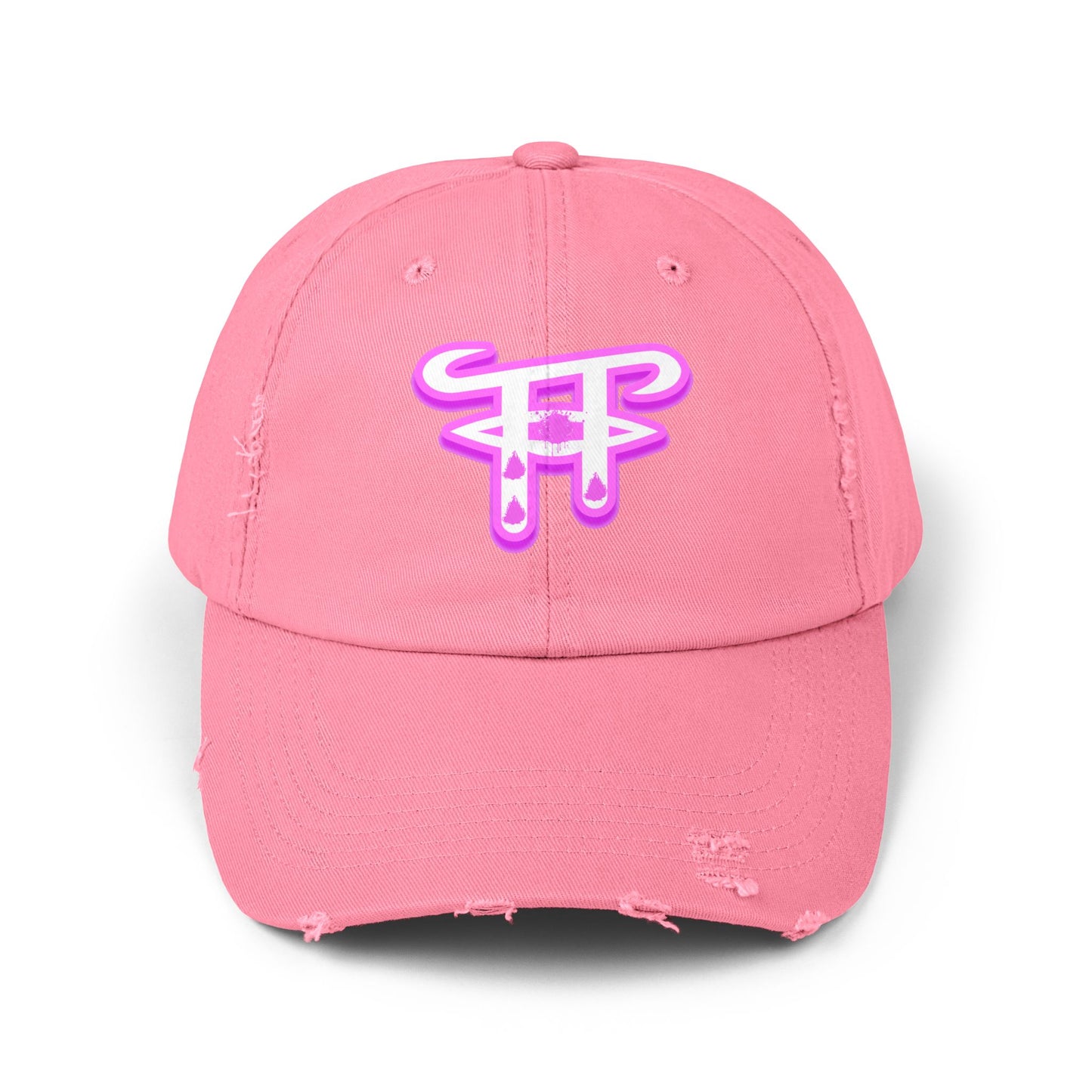 Trendy Distressed Cap with Neon Pink Design, Streetwear Hat for Casual Outings, Gift for Fashion Lovers, Summer Accessory, Unisex Cap