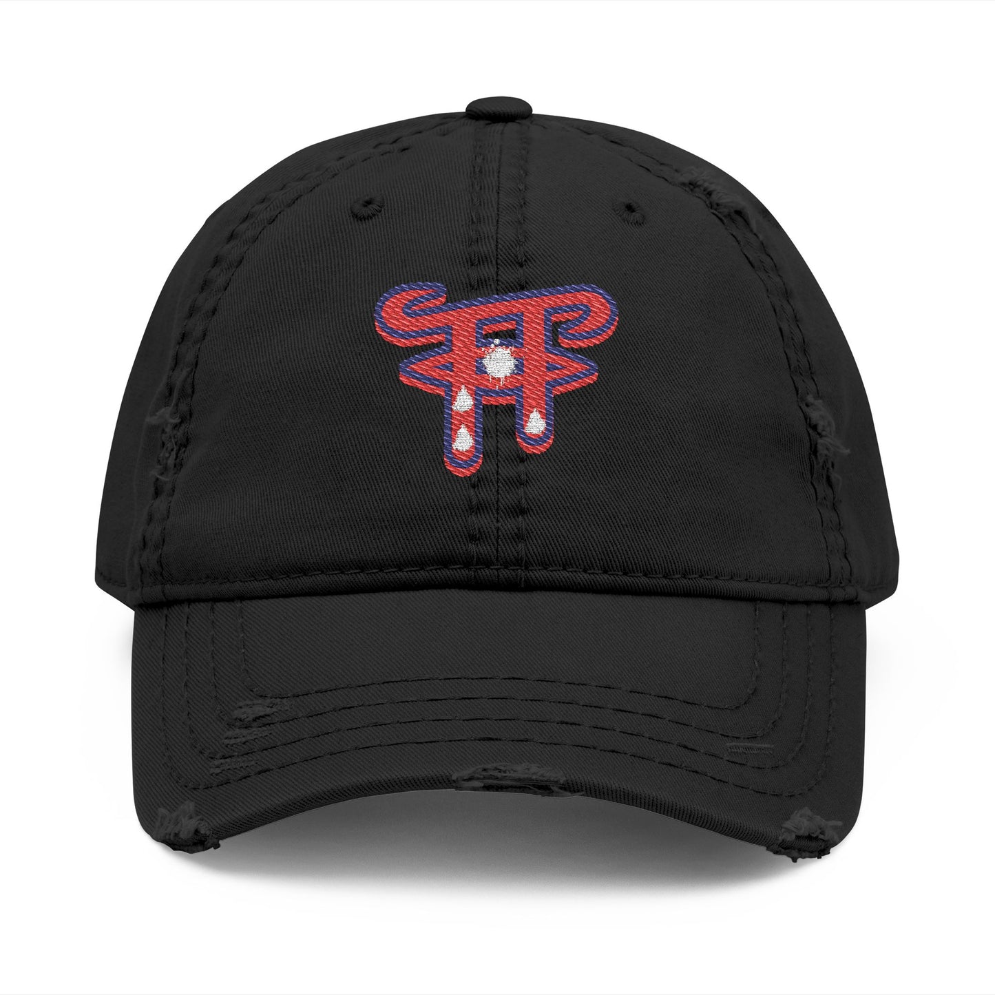 Distressed Dad Hat with Teary Eyes Embroidery, Casual Baseball Cap for Dads, Gift for Father's Day, Summer Accessory, Trendy Headwear