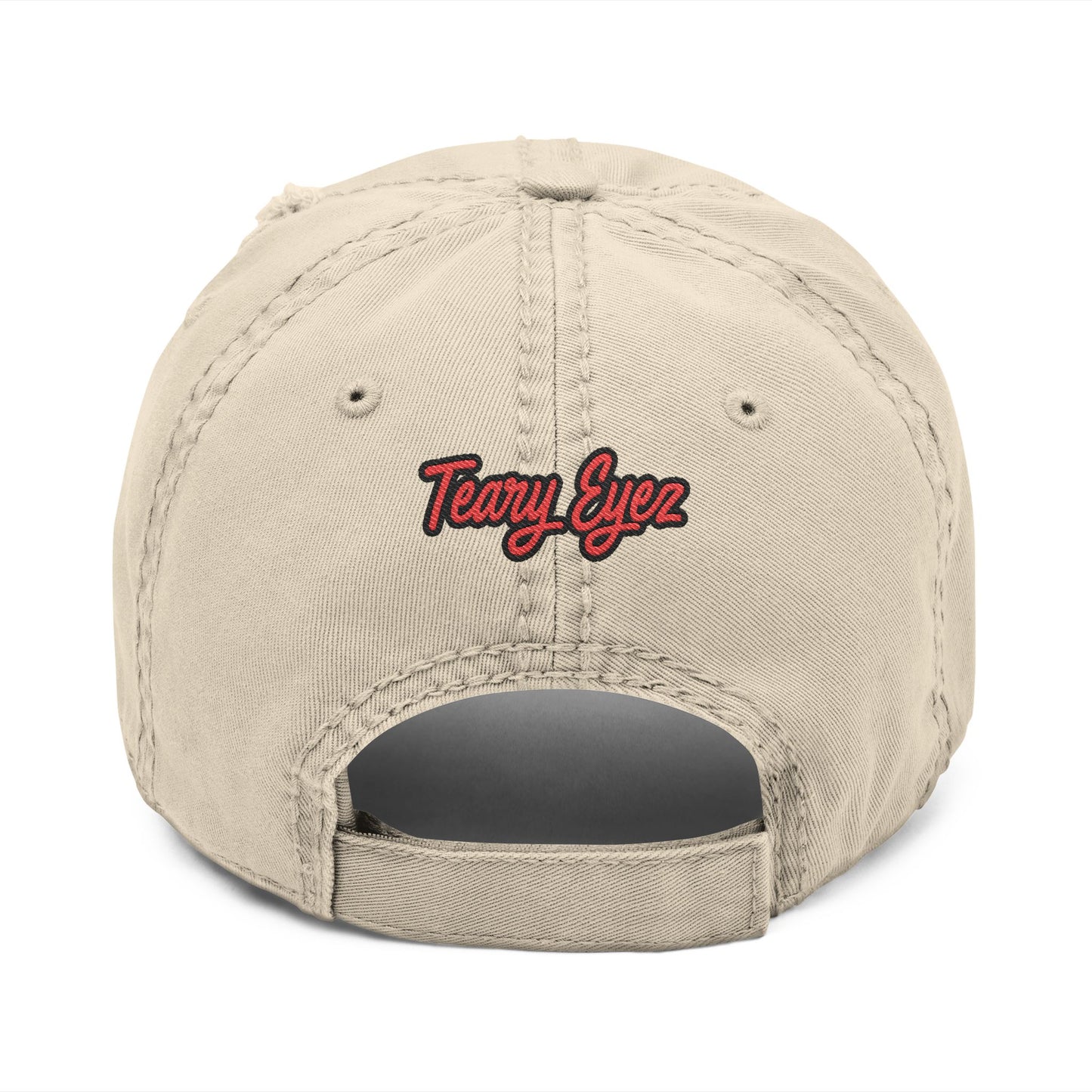 Distressed Dad Hat with Teary Eyes Embroidery, Casual Baseball Cap for Dads, Gift for Father's Day, Summer Accessory, Trendy Headwear