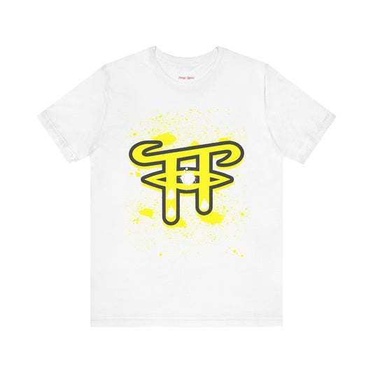 Vibrant Graphic Tee, Casual Everyday Wear, Fun Gift for Friends, Streetwear Style, Bright Yellow Design, Unisex Summer Top