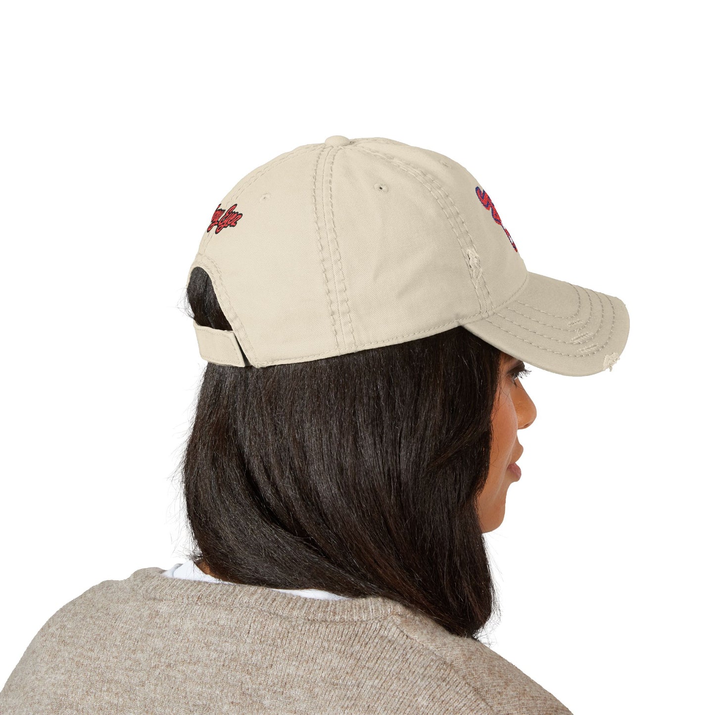 Distressed Dad Hat with Teary Eyes Embroidery, Casual Baseball Cap for Dads, Gift for Father's Day, Summer Accessory, Trendy Headwear