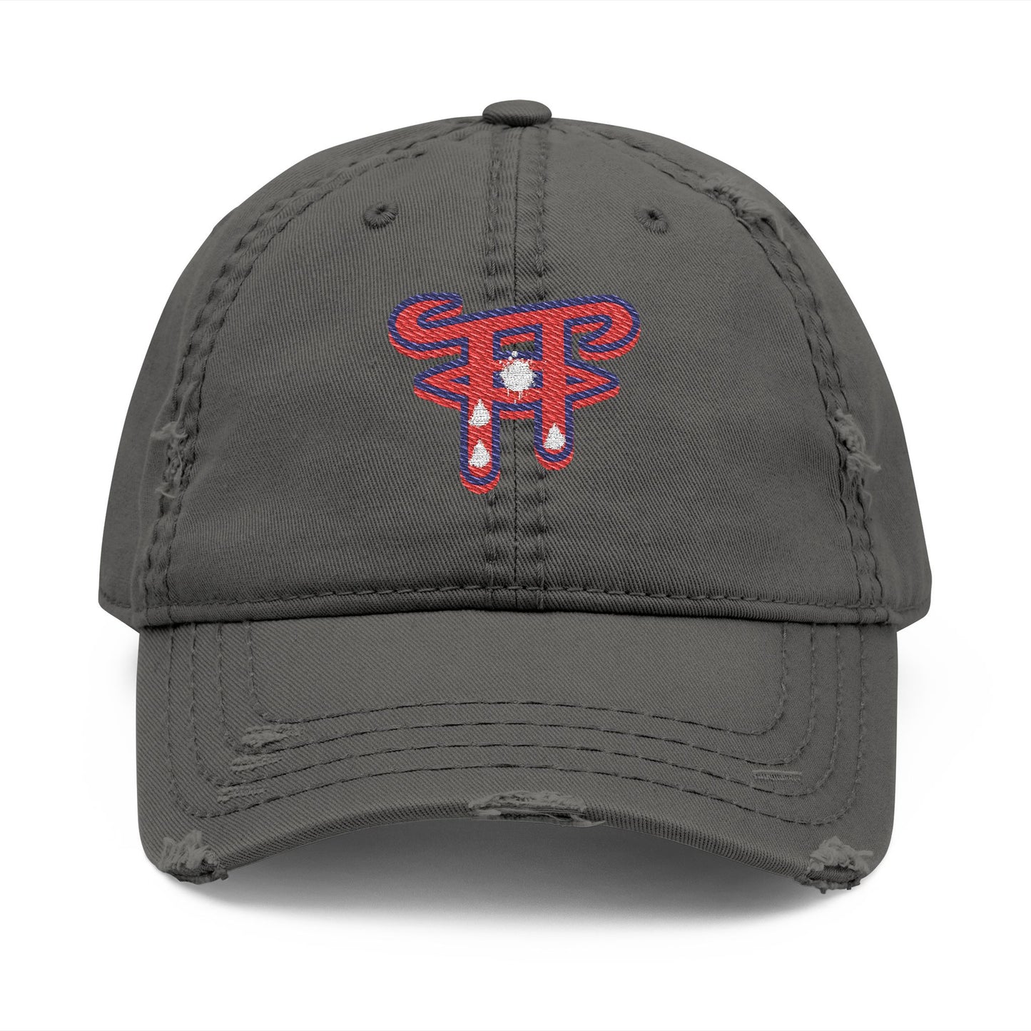 Distressed Dad Hat with Teary Eyes Embroidery, Casual Baseball Cap for Dads, Gift for Father's Day, Summer Accessory, Trendy Headwear