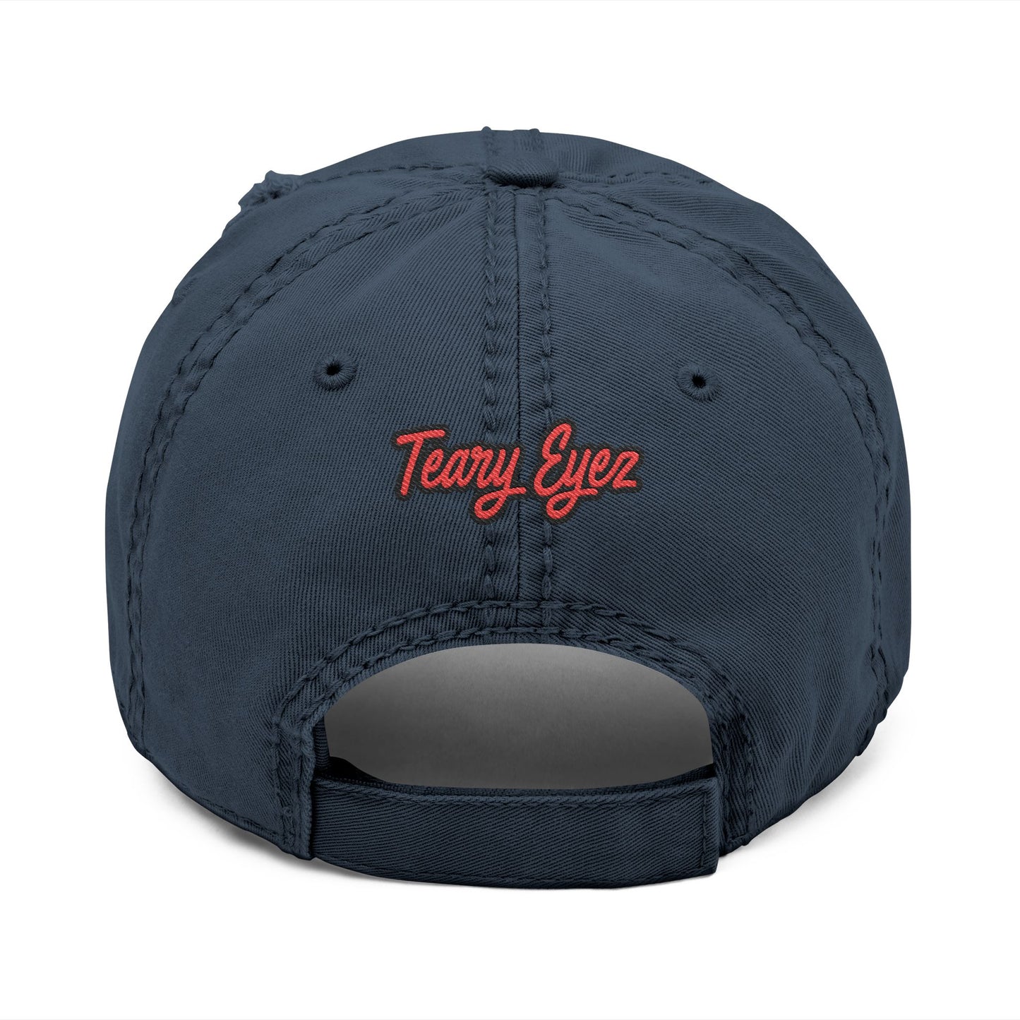 Distressed Dad Hat with Teary Eyes Embroidery, Casual Baseball Cap for Dads, Gift for Father's Day, Summer Accessory, Trendy Headwear