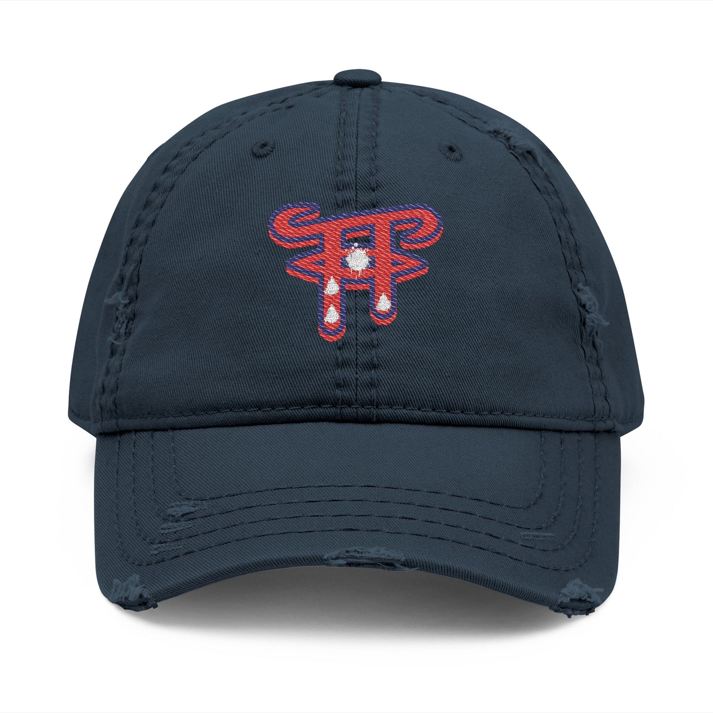 Distressed Dad Hat with Teary Eyes Embroidery, Casual Baseball Cap for Dads, Gift for Father's Day, Summer Accessory, Trendy Headwear