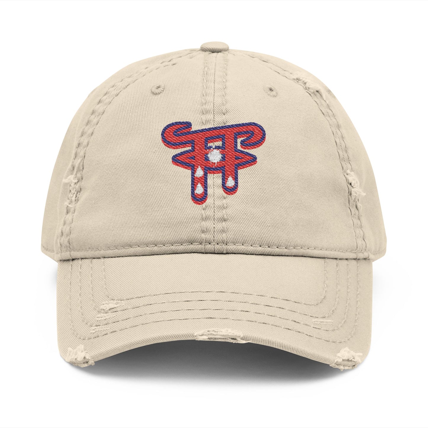 Distressed Dad Hat with Teary Eyes Embroidery, Casual Baseball Cap for Dads, Gift for Father's Day, Summer Accessory, Trendy Headwear
